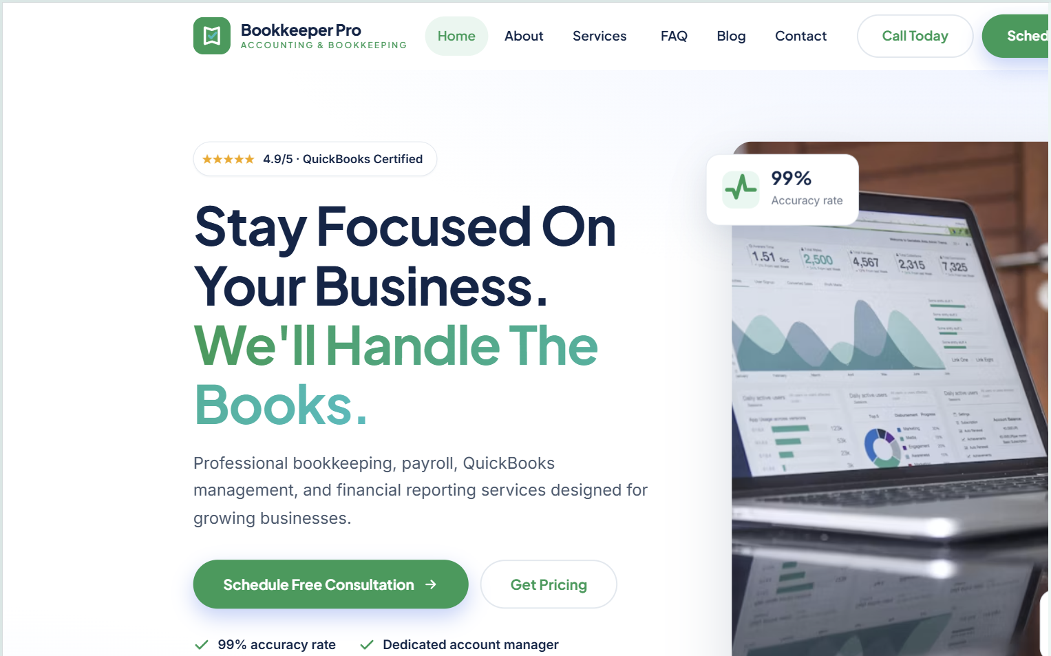 Bookkeeper Pro template preview