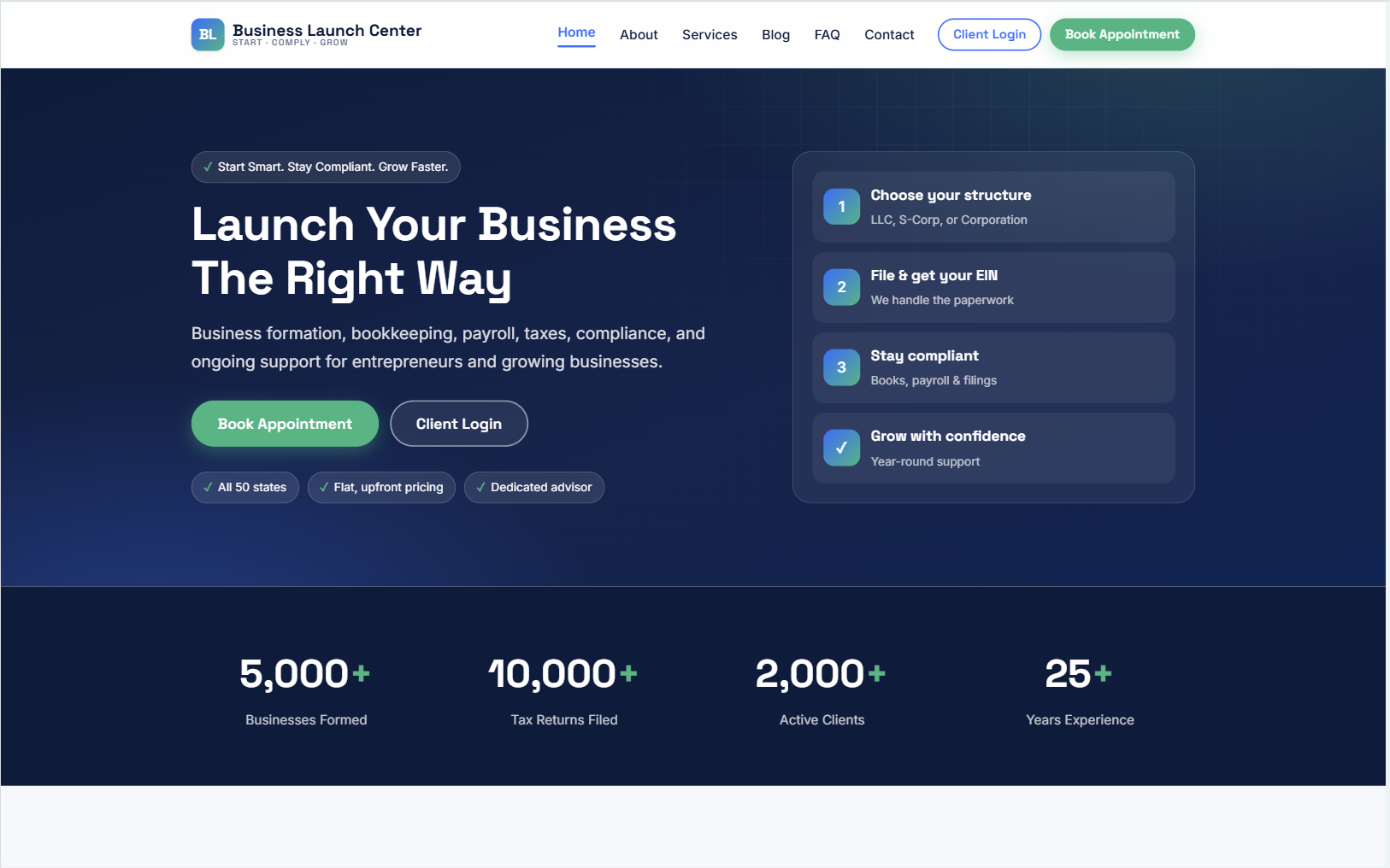Business Launch Center template preview