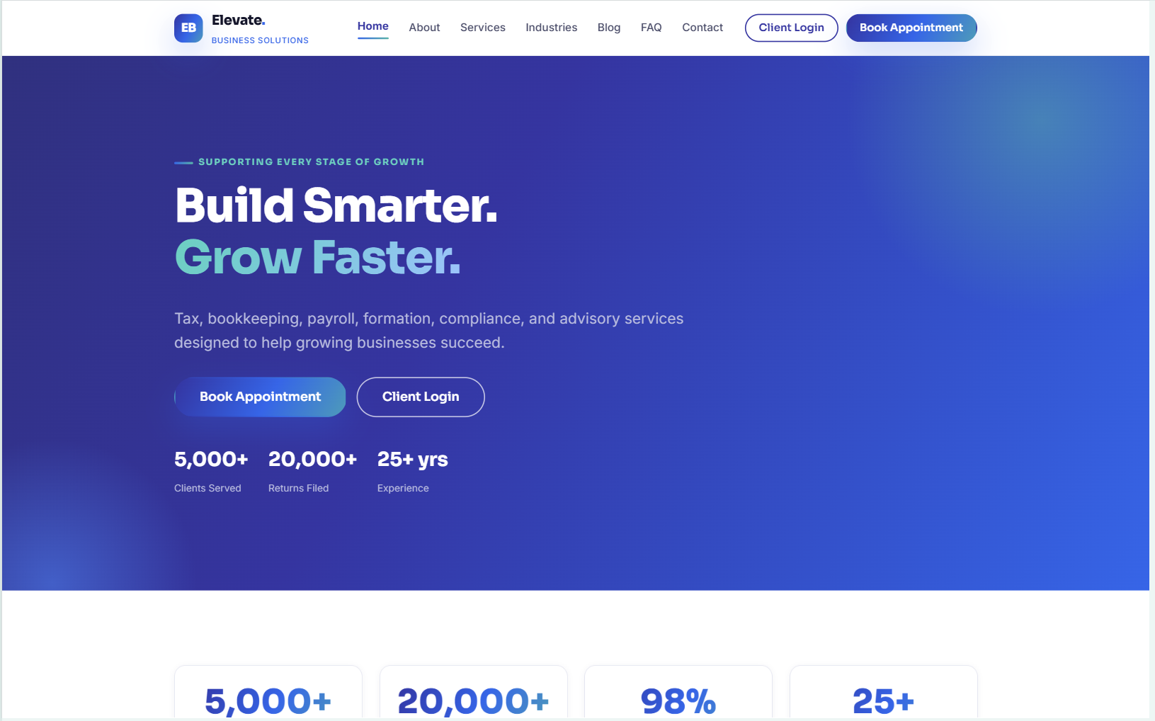 Elevate Business Solutions template preview