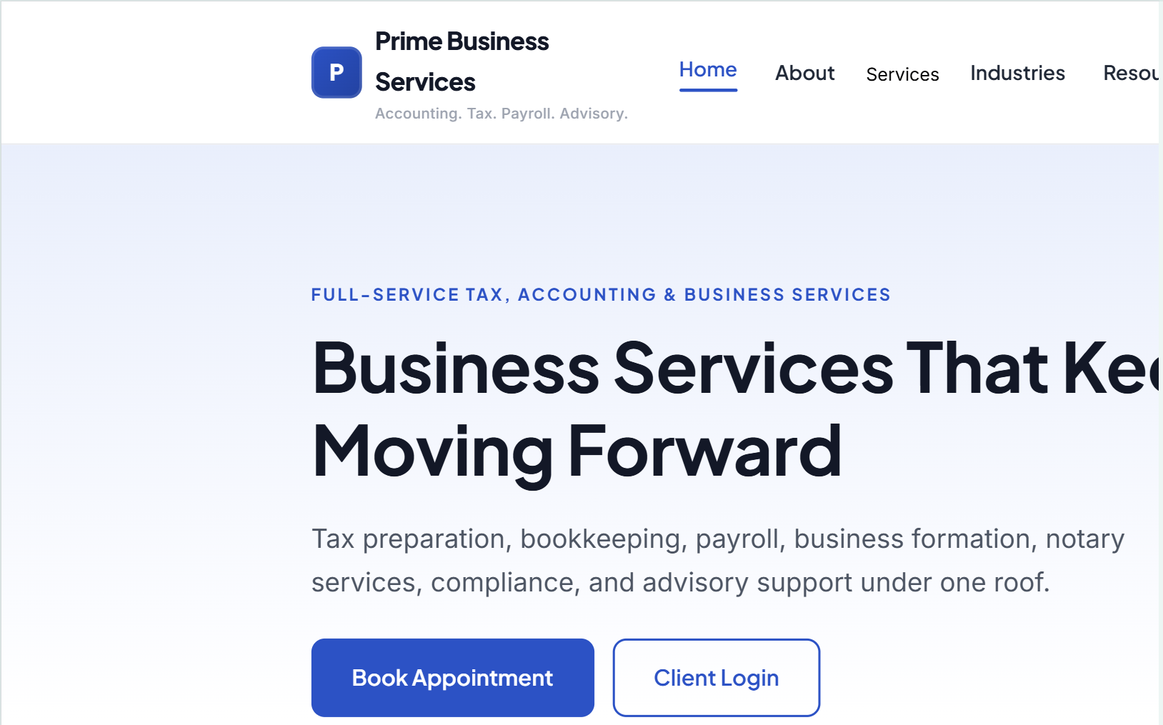Prime Business Services template preview
