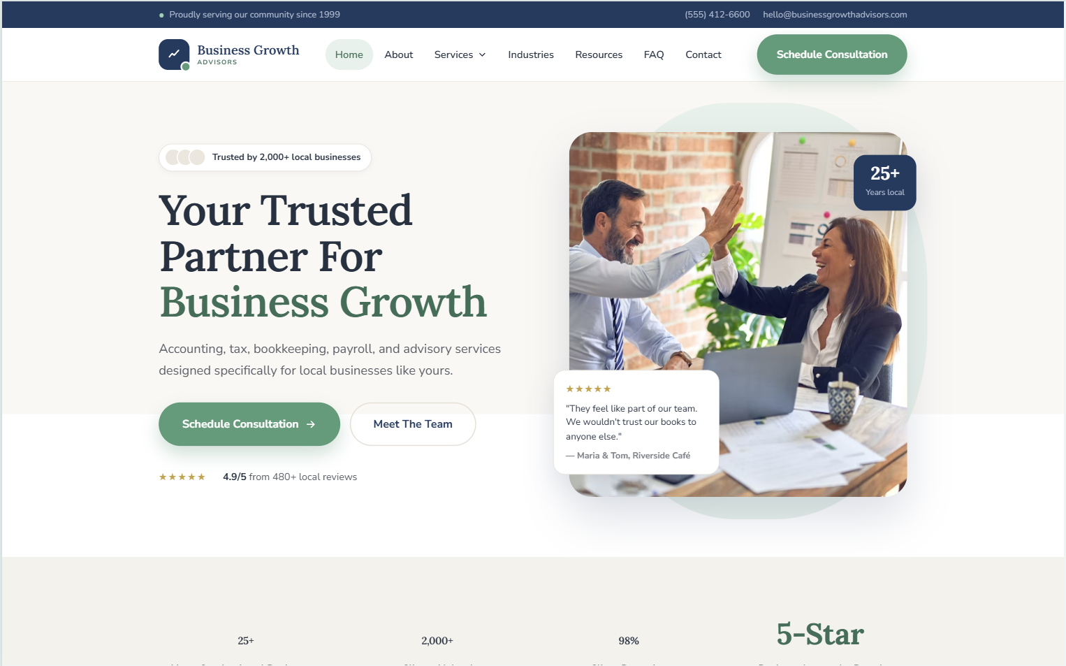 Small Business Advisor template preview