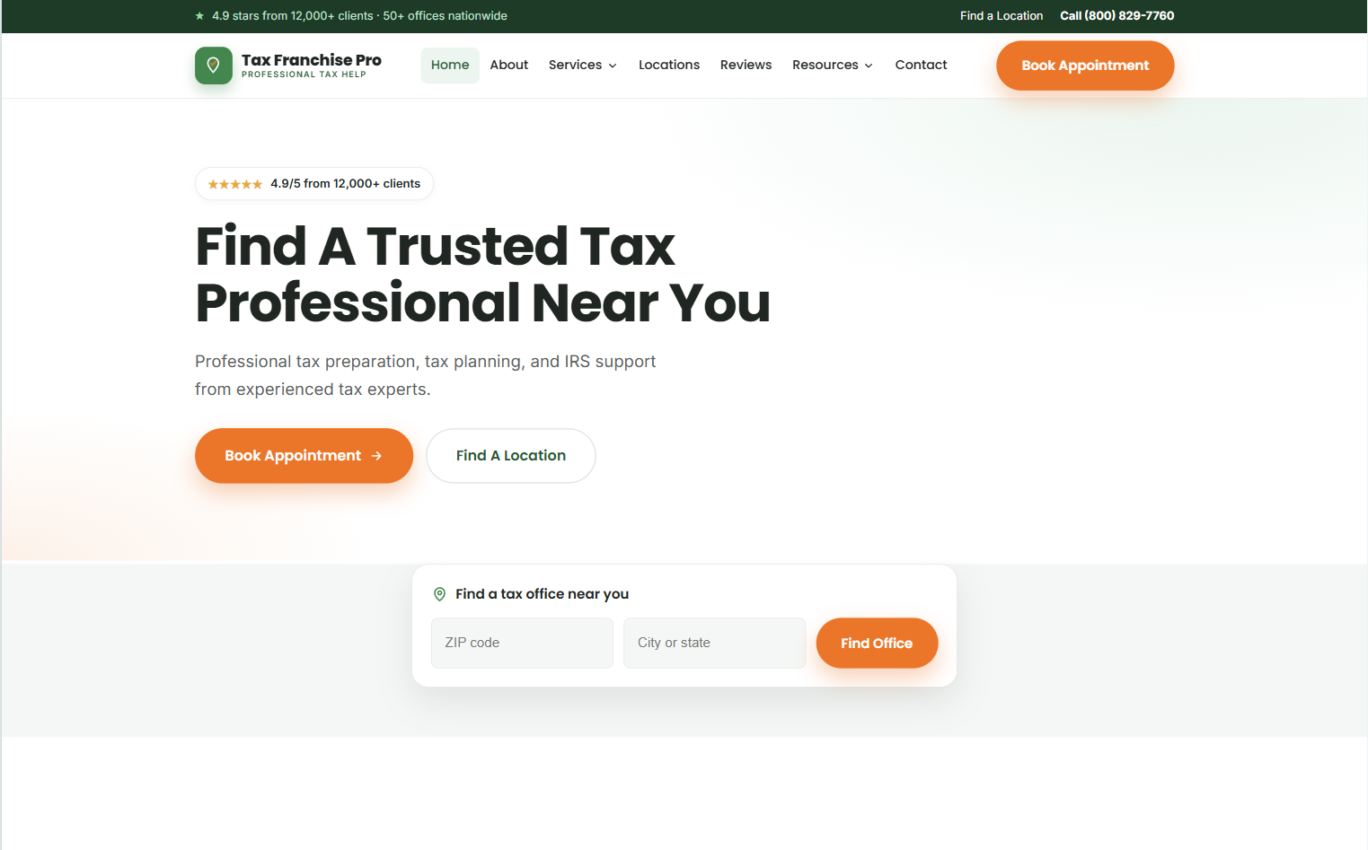 Tax Franchise Pro template preview
