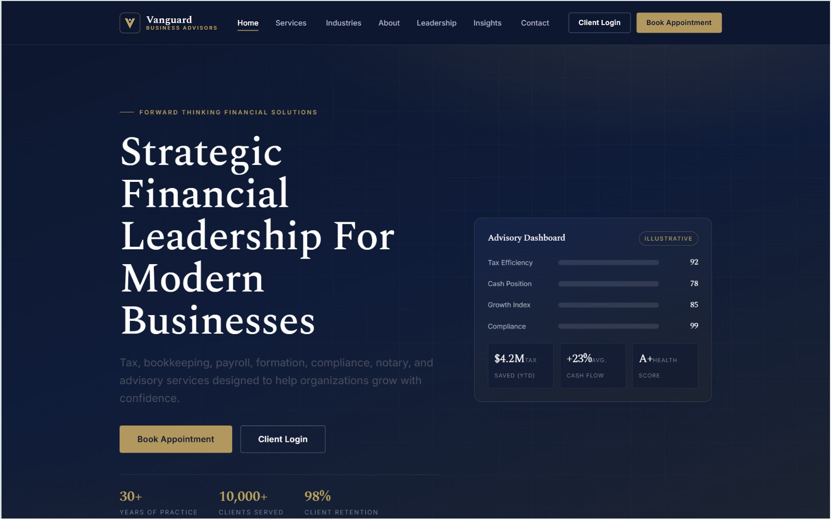 Vanguard Business Advisors template preview