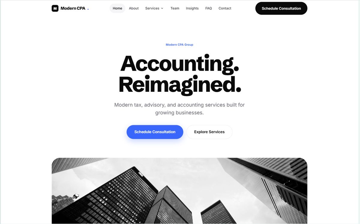 Modern CPA website template